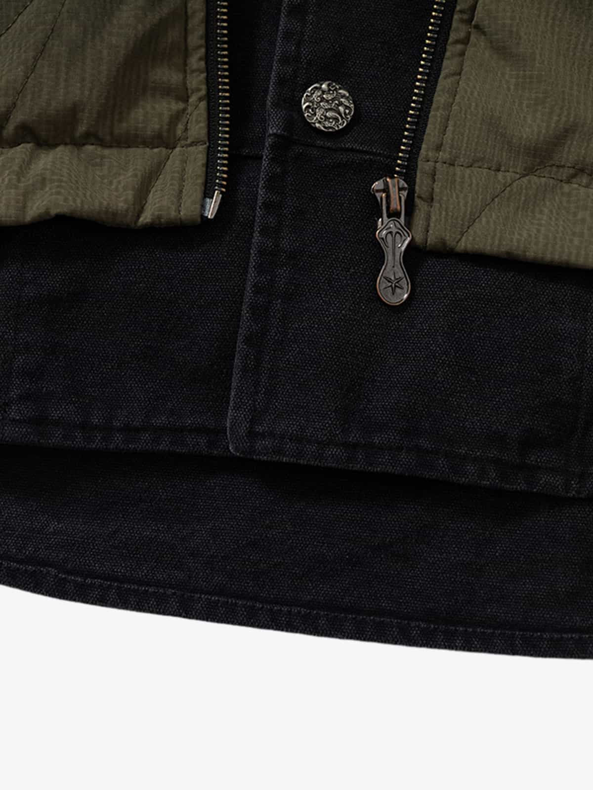 Camouflage Print Quilted Jacket with Detachable Hood for Men 