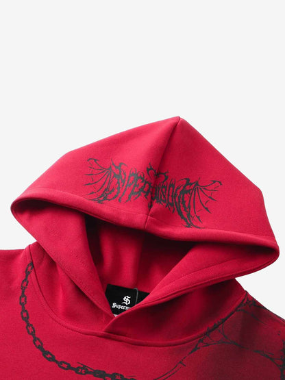 Chain Thorn Allover Graphic Pullover Hoodie