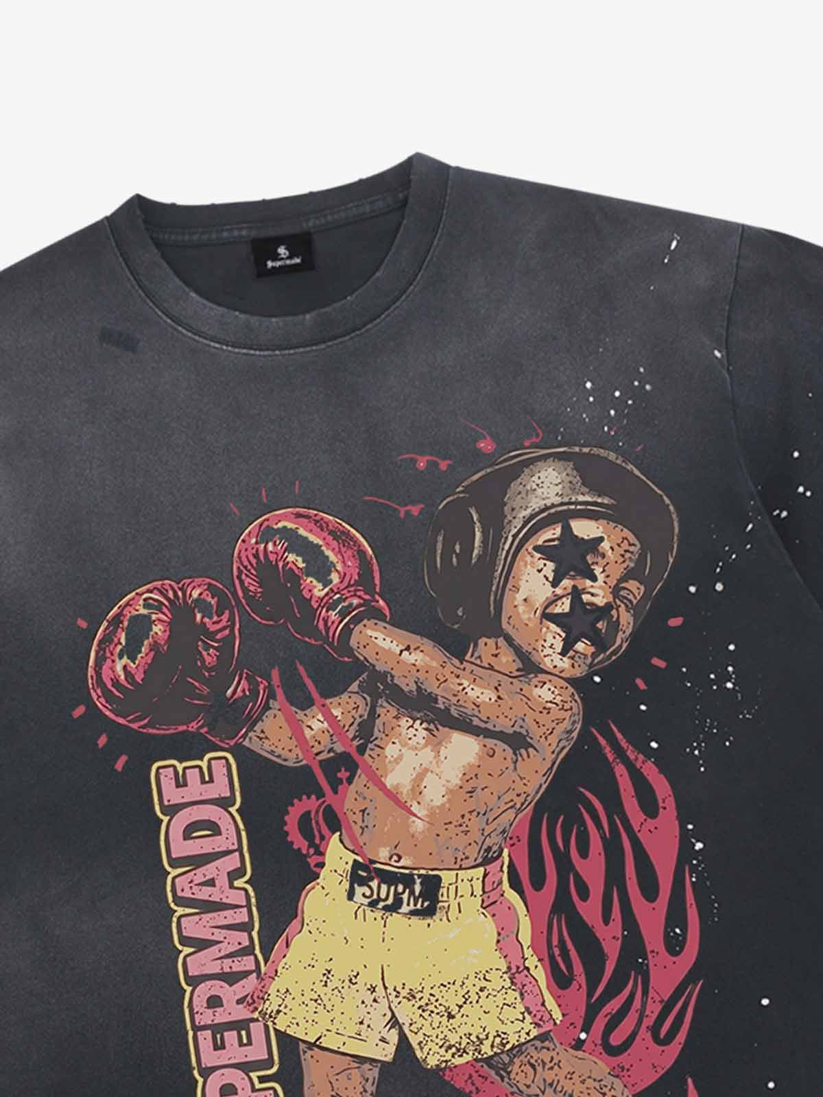 T-shirt oversize con grafica da boxe
