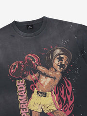 T-shirt oversize con grafica da boxe
