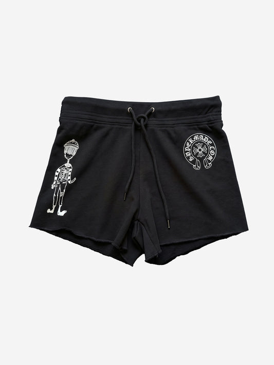 Y2K Cross Graphic Raw-Hem Shorts