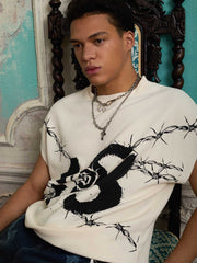Supermade Waffle Thorn Print Sleeveless T-Shirt 