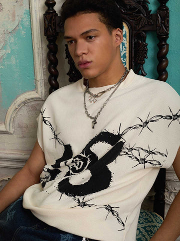 Supermade Waffle Thorn Print Sleeveless T-Shirt 