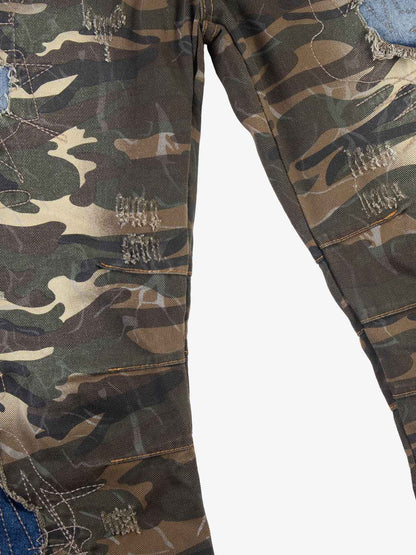 Camo Panel Embroidered Jeans