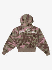 Polka Dot Camo Ripped Hoodie