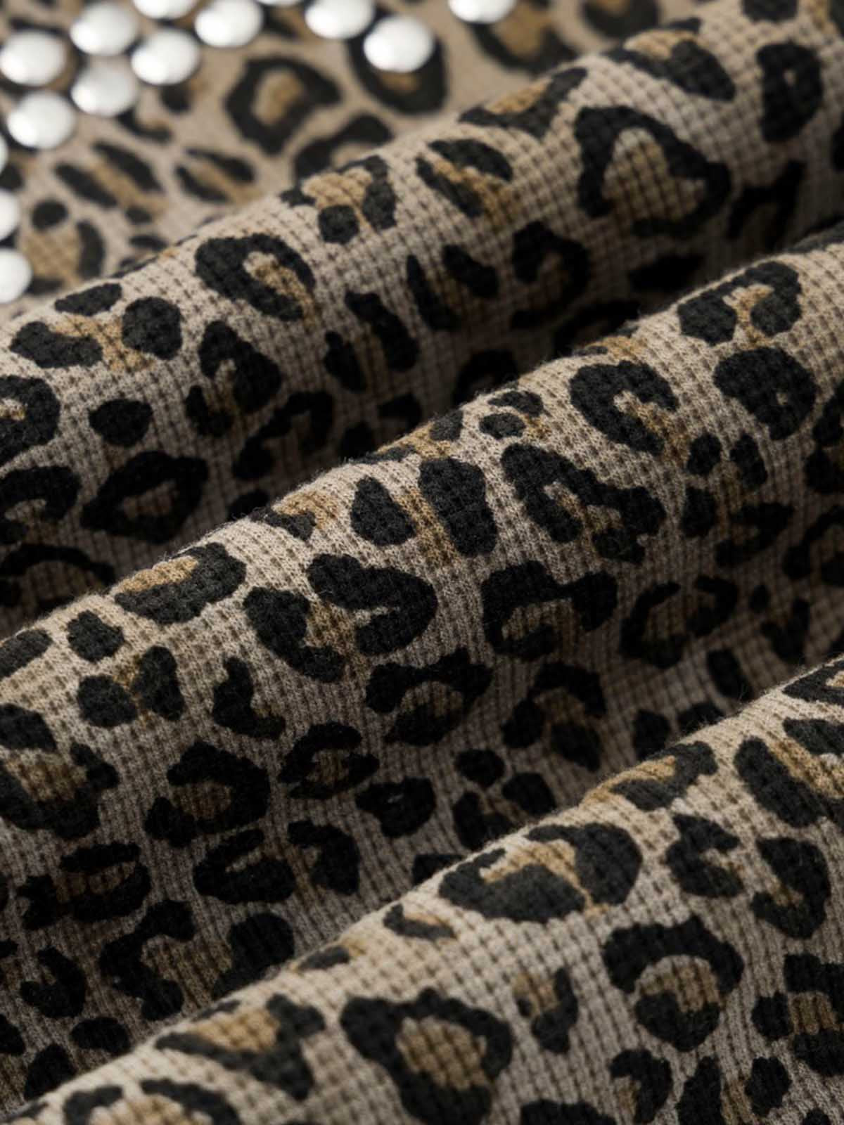 Leopard Studded Zip Hoodie