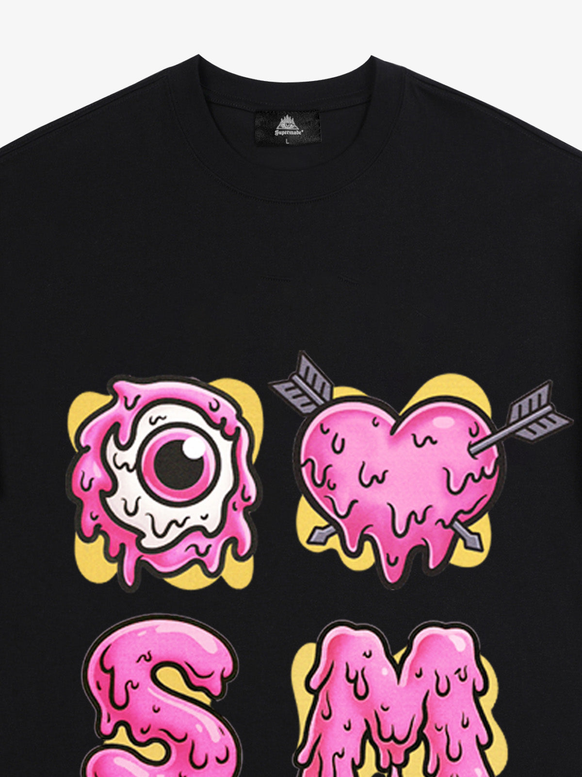 Thesupermade eyeball and love graffiti declaration T-shirt 