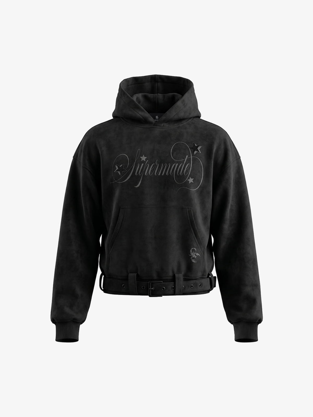 Belt Detail Suede Hoodie