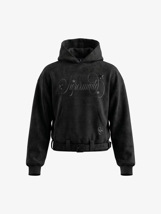 Wildleder-Hoodie mit Gürteldetails