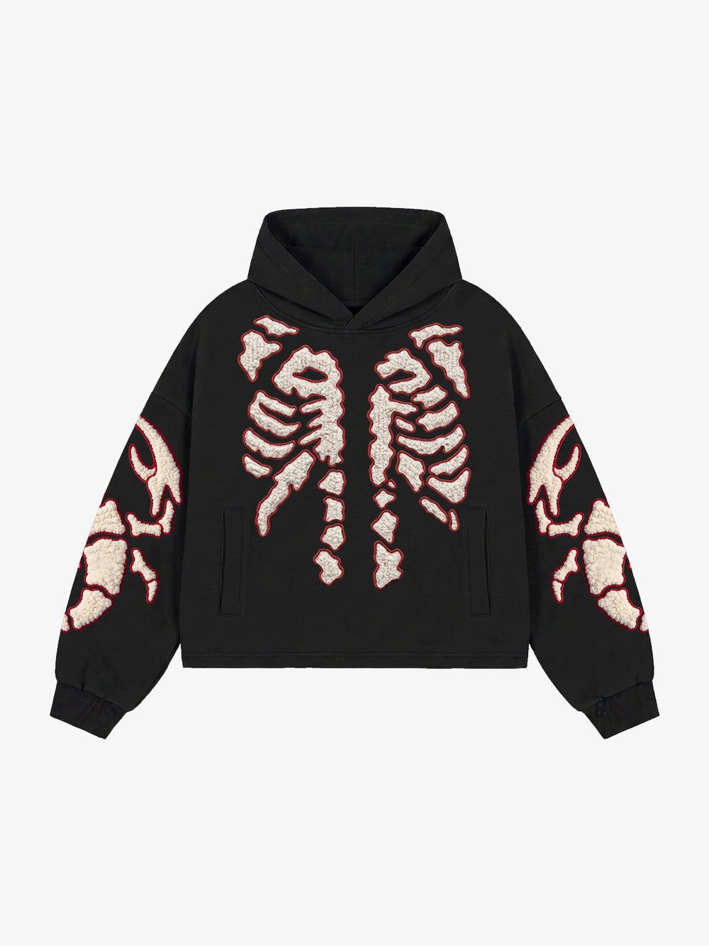 Skeleton Terry Embroidered Pullover Hoodie