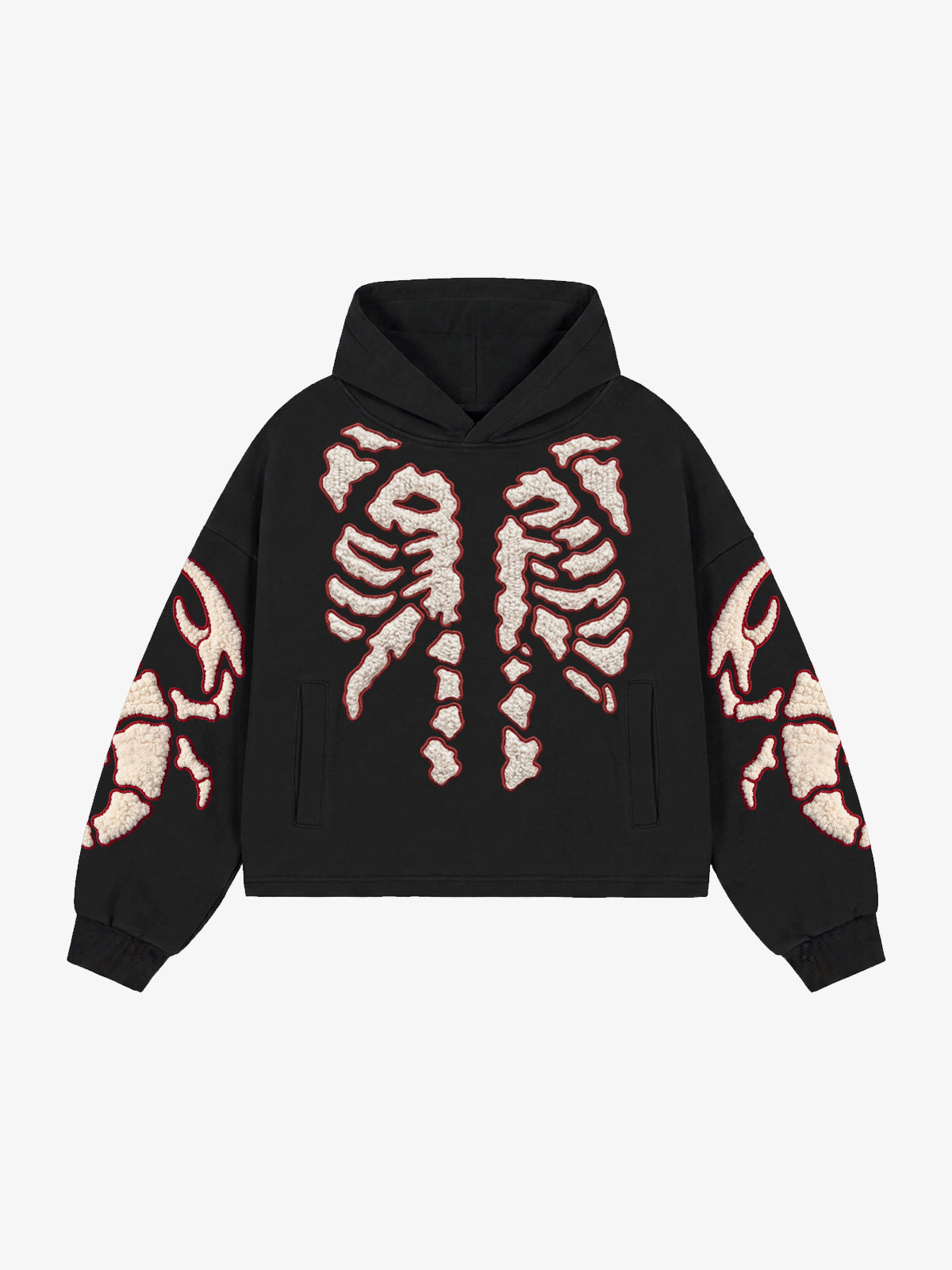 Skeleton Terry Embroidered Pullover Hoodie
