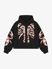 Skeleton Terry Embroidered Pullover Hoodie