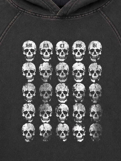 Skull Matrix Discharge-Print Washed Hoodie