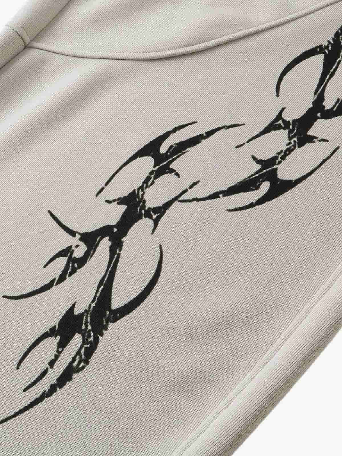 Tribal Print Wide Leg Sweatpants with Drawstring Waist 