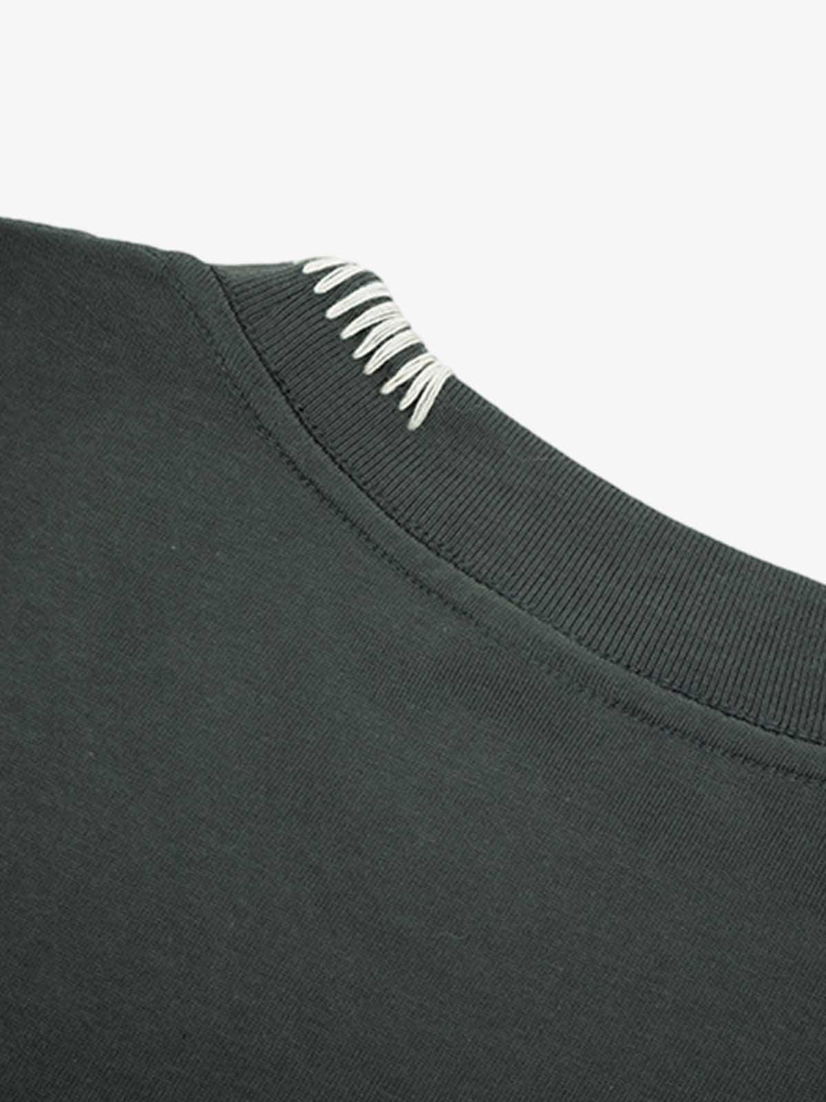 Cotton Oversized T-Shirt with Contrast Stitching and Minimalist Design 