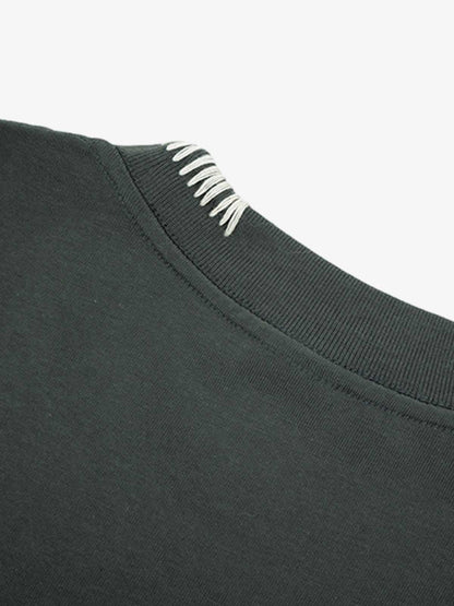Cotton Oversized T-Shirt with Contrast Stitching and Minimalist Design 