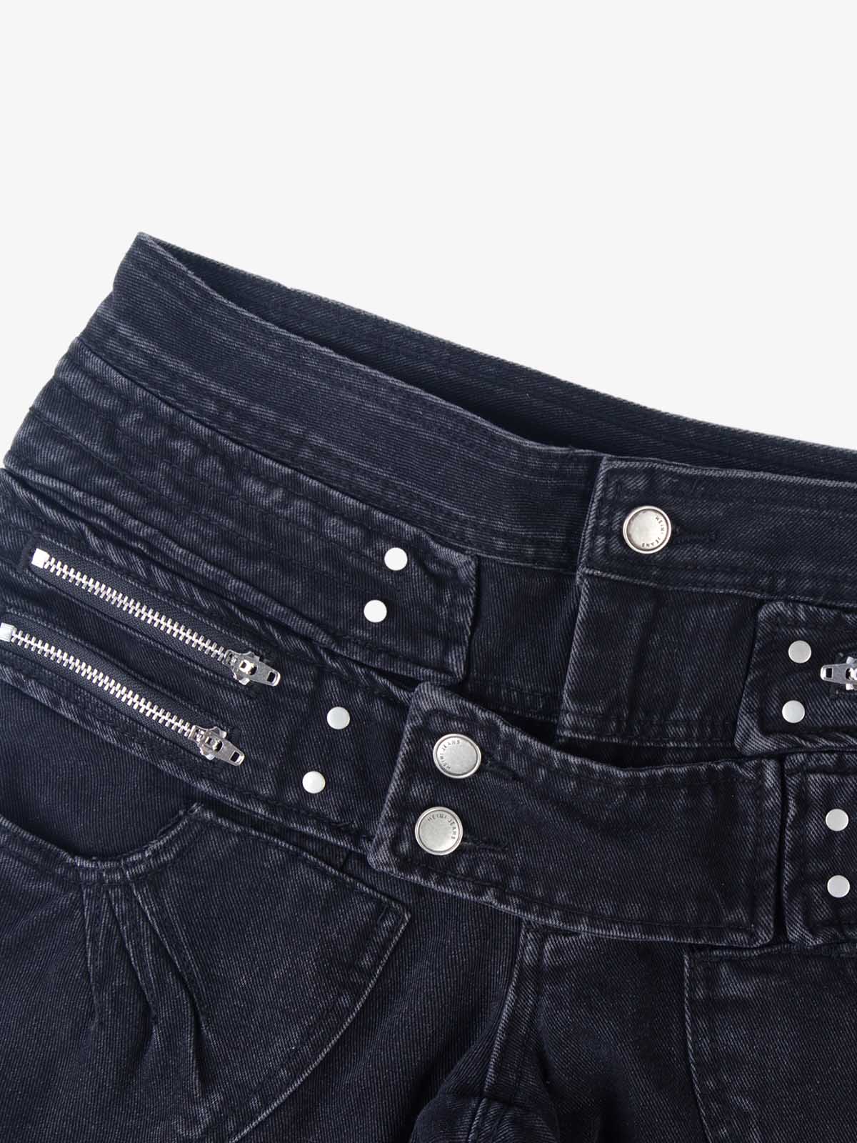 Low Rise Multi-Zip Bootcut Jeans