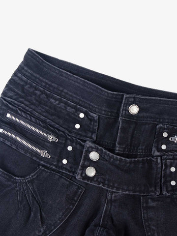 Low Rise Multi-Zip Bootcut Jeans