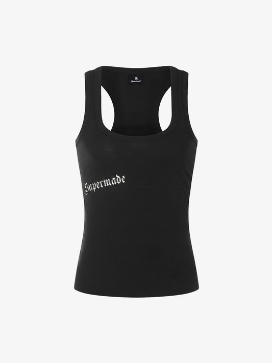 Supermade Letter Racerback Slim Fit Tank Top 