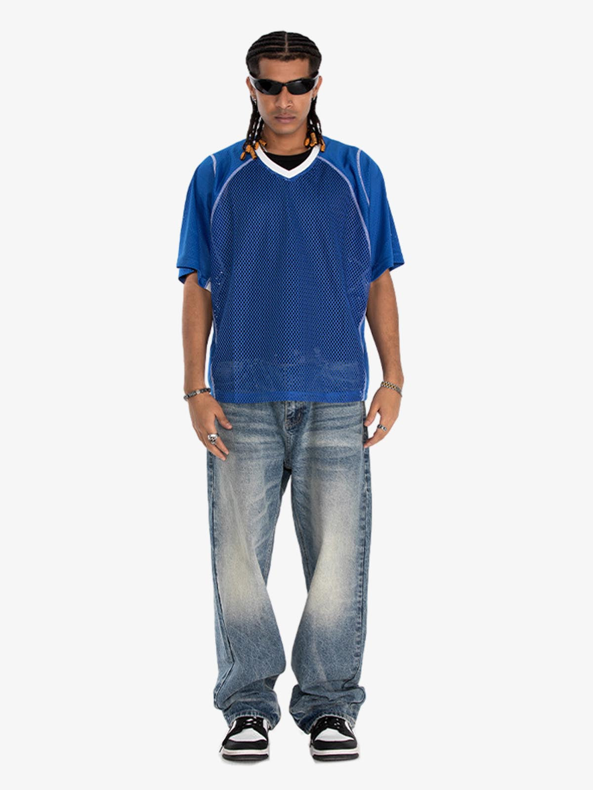 300G Jade Pattern Dyeing Mesh T-Shirt Breathable Quick-Dry Sports Tee for Men 