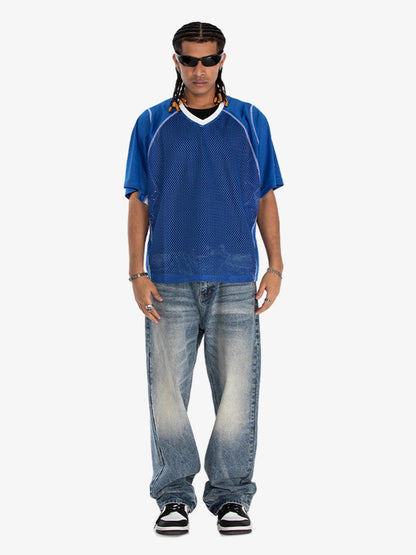 300G Jade Pattern Dyeing Mesh T-Shirt Breathable Quick-Dry Sports Tee for Men 