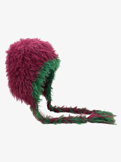Colorful Fuzzy Winter Hat with Tassels for Festive Season 