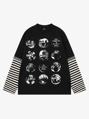 T-shirt à manches longues rayé à motif foncé