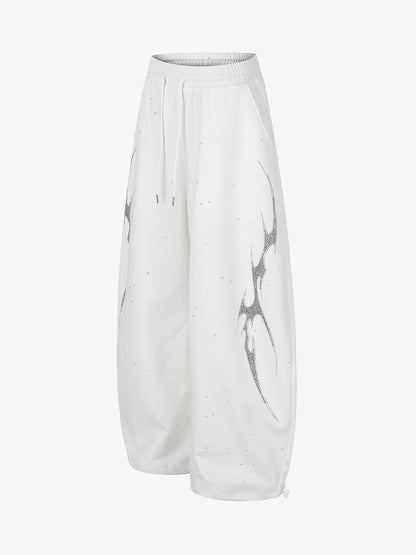 Thorn Graphic Rhinestone Baggy Sweatpants