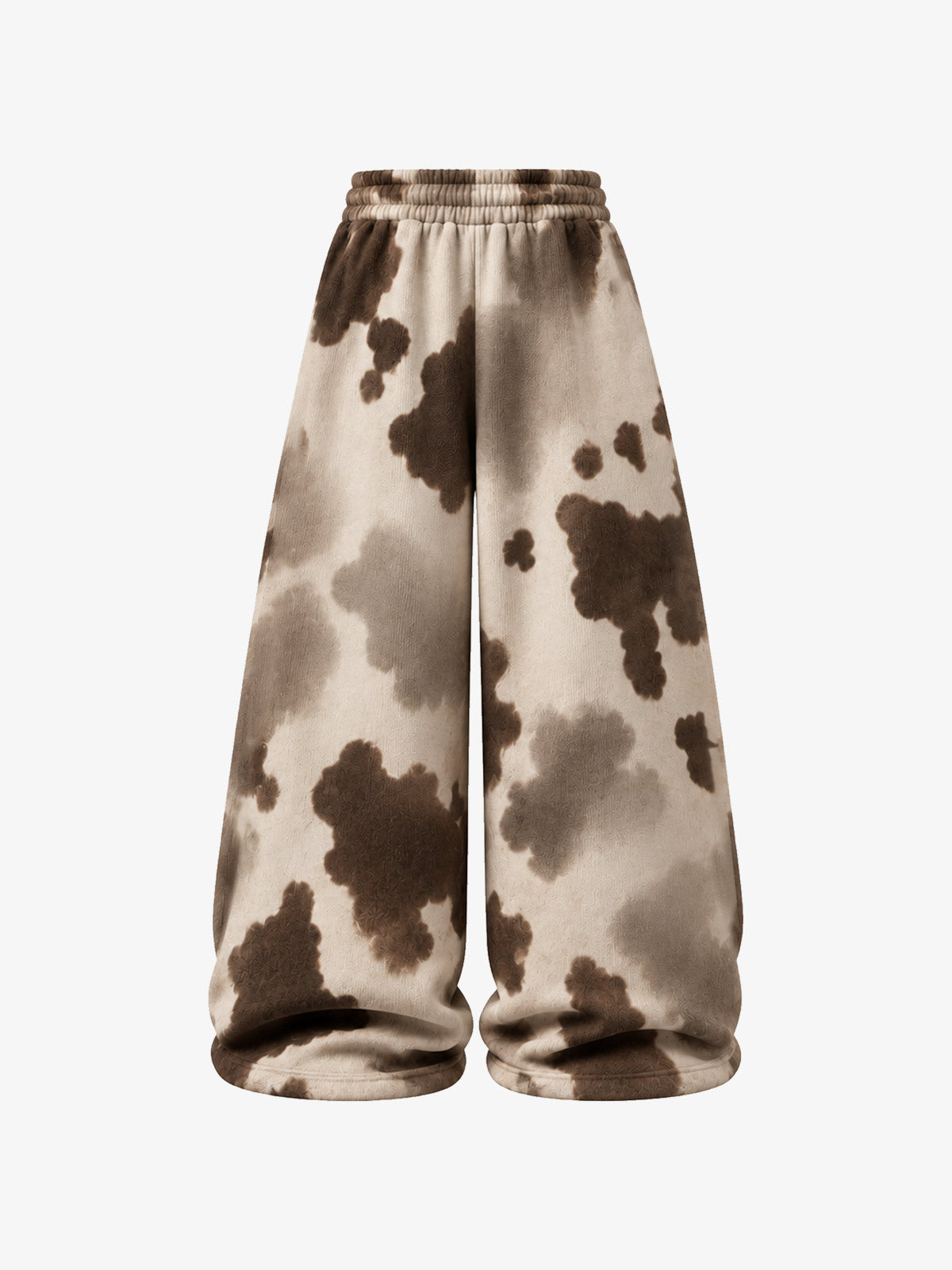 Cow Print Embroidered Wide-Leg Sweatpants