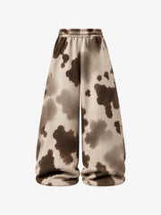 Cow Print Embroidered Wide-Leg Sweatpants