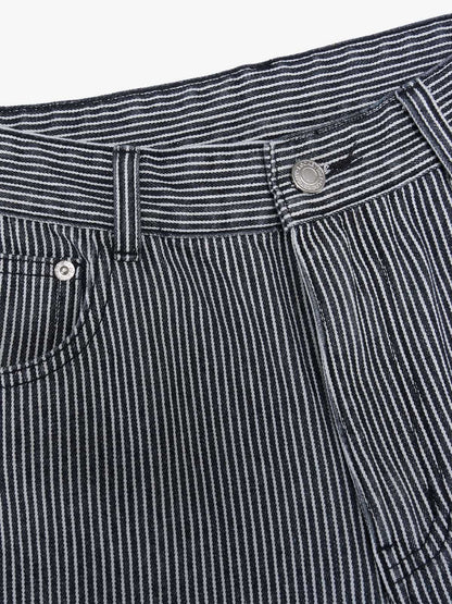 Retro Striped Colorblock Barrel Jeans 