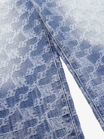Gradient Wash Jacquard Denim Jeans 