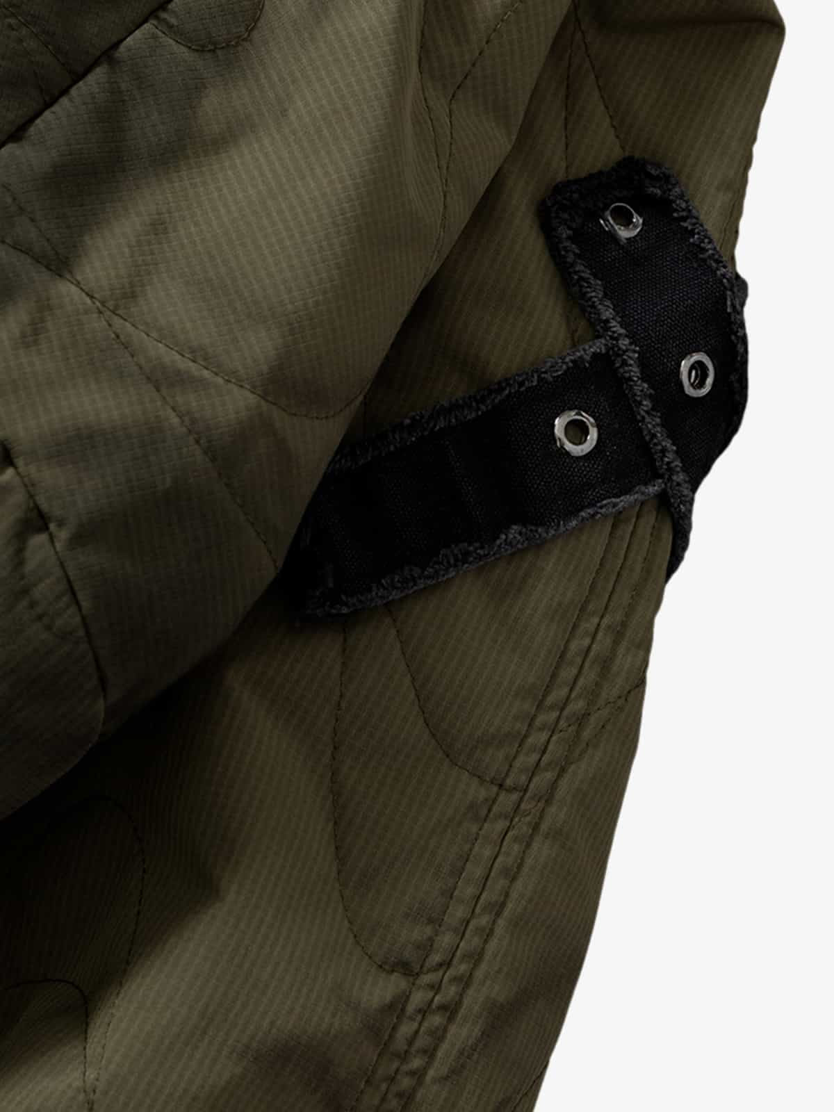 Camouflage Print Quilted Jacket with Detachable Hood for Men 