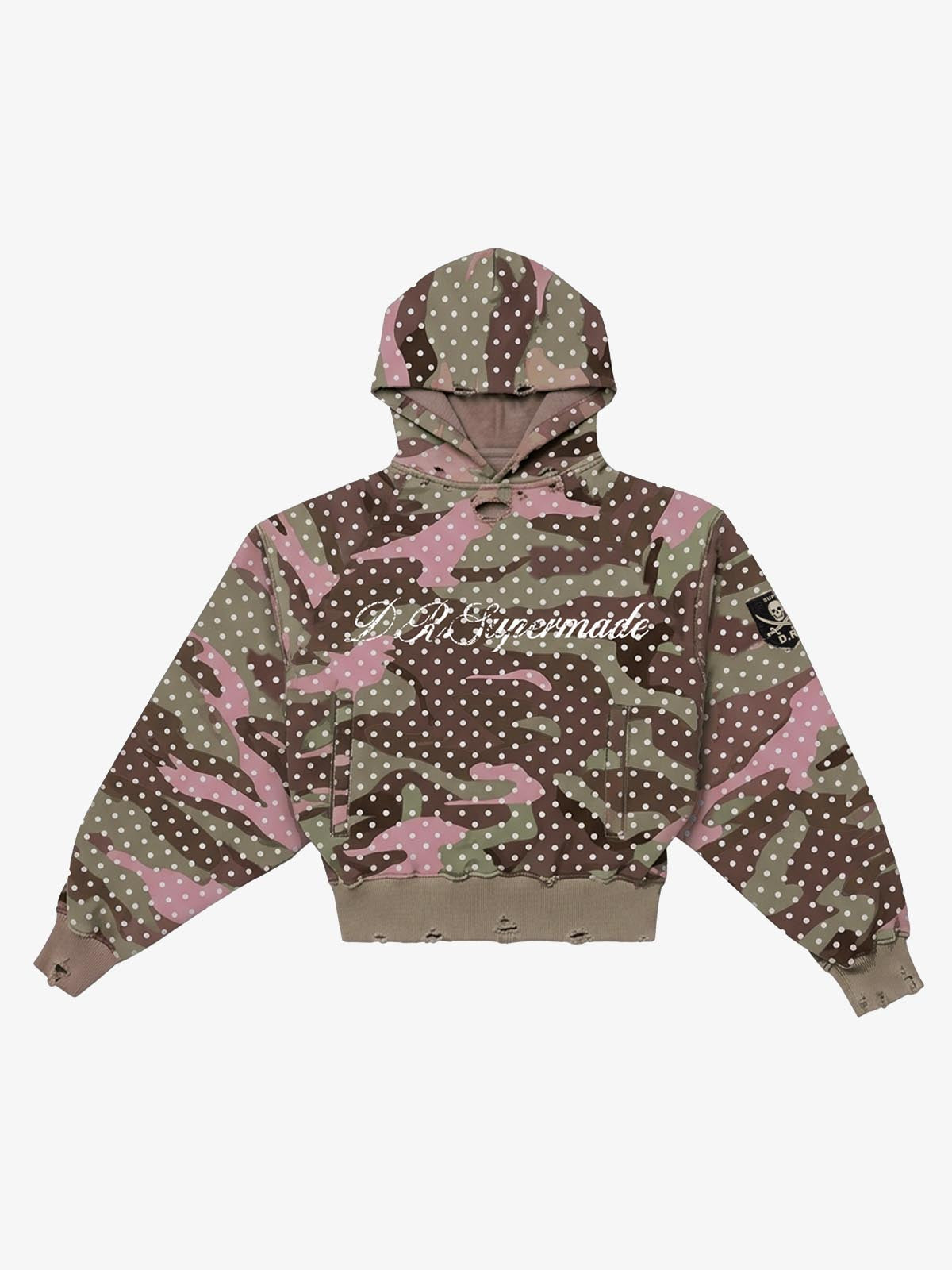 Polka Dot Camo Ripped Hoodie