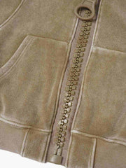 Oversized-Zip Fleece-Lined Hoodie