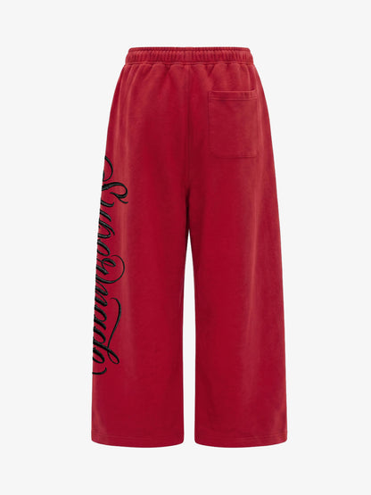 Fleece Jogger Pants with Embroidered Script Detail