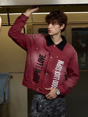 Distressed Washed Work Jacket