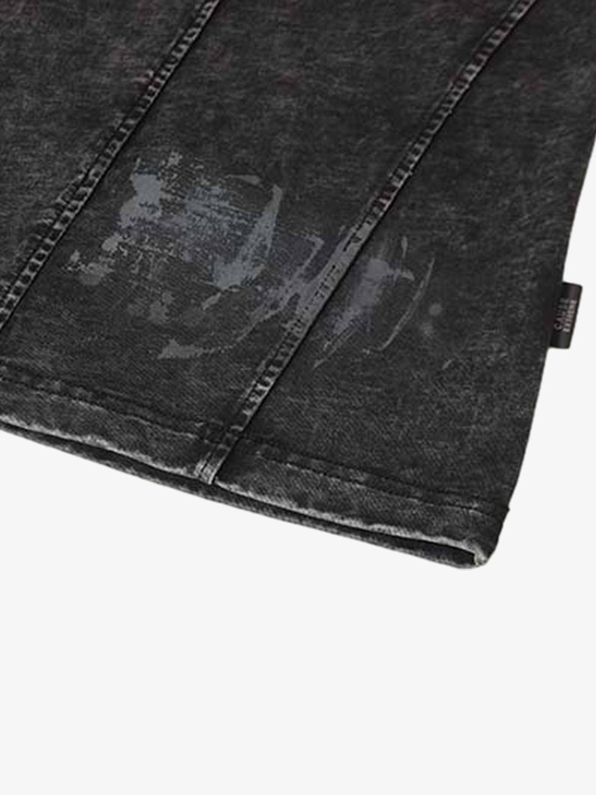 Denim Blend Oversized T-Shirt with Asymmetrical Hem and Patchwork Design 