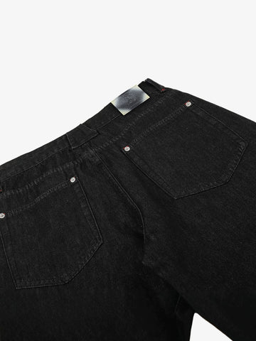 Deconstructed Button-Front Scimitar Jeans