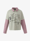 Cartoon Letter Graphic Striped Layered Long Sleeve Tee