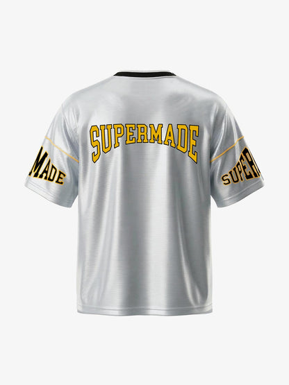 Supermade Patterned Custom V-neck Silver Sport Jersey 