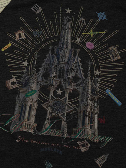 Raglan-T-Shirt mit gotischem Burgmotiv