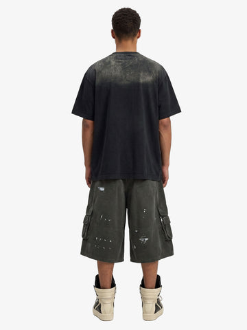 Vintage Distressed Multi Pocket Wide Leg Cargo Shorts 