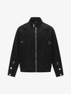 Suede Zip-Up Bomber Jacket for Men and Women - Stylish, High-Quality, Trendy Design with Decorative Studs 