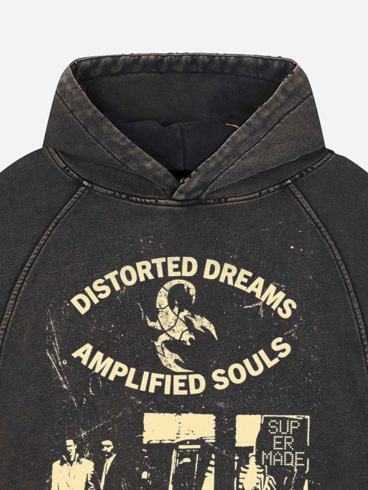 Scorpion Graphic Washed Distressed Hoodie