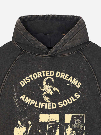 Scorpion Graphic Washed Distressed Hoodie