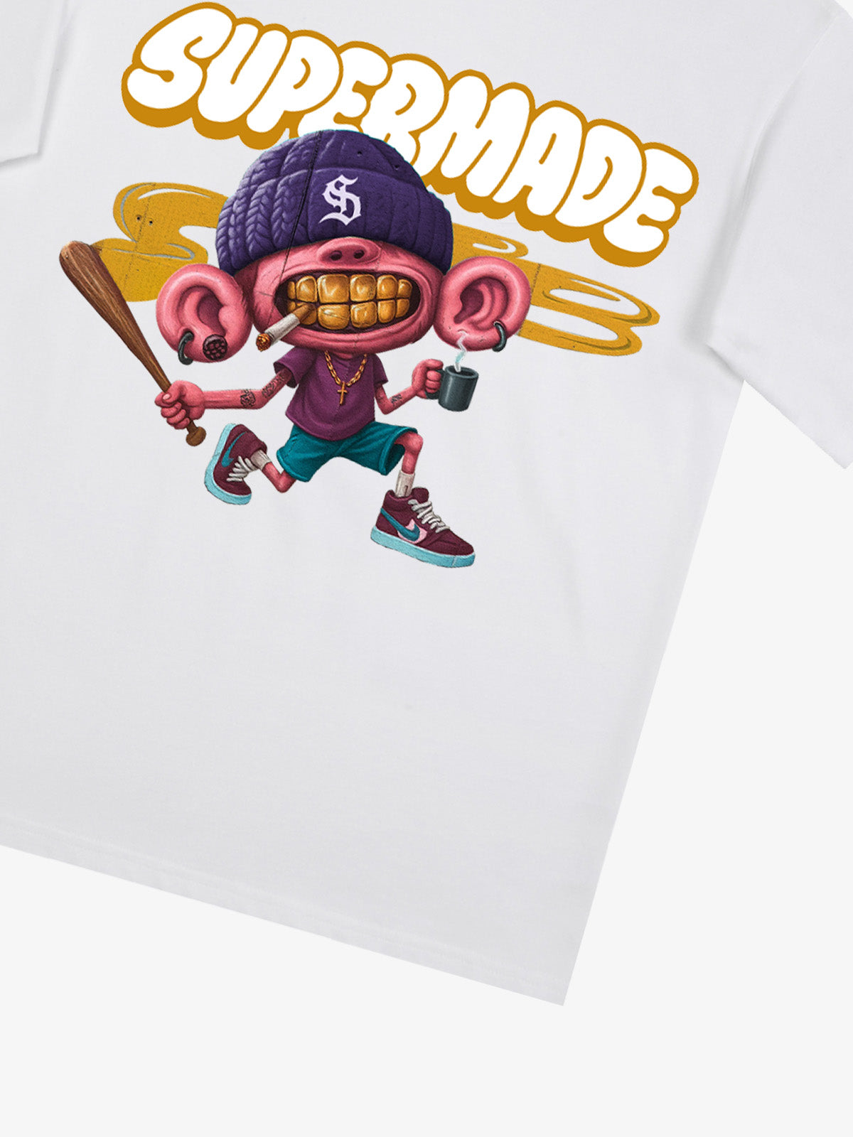 Thesupermade Cartoon Graffiti Baseball Cool Boy T-shirt 