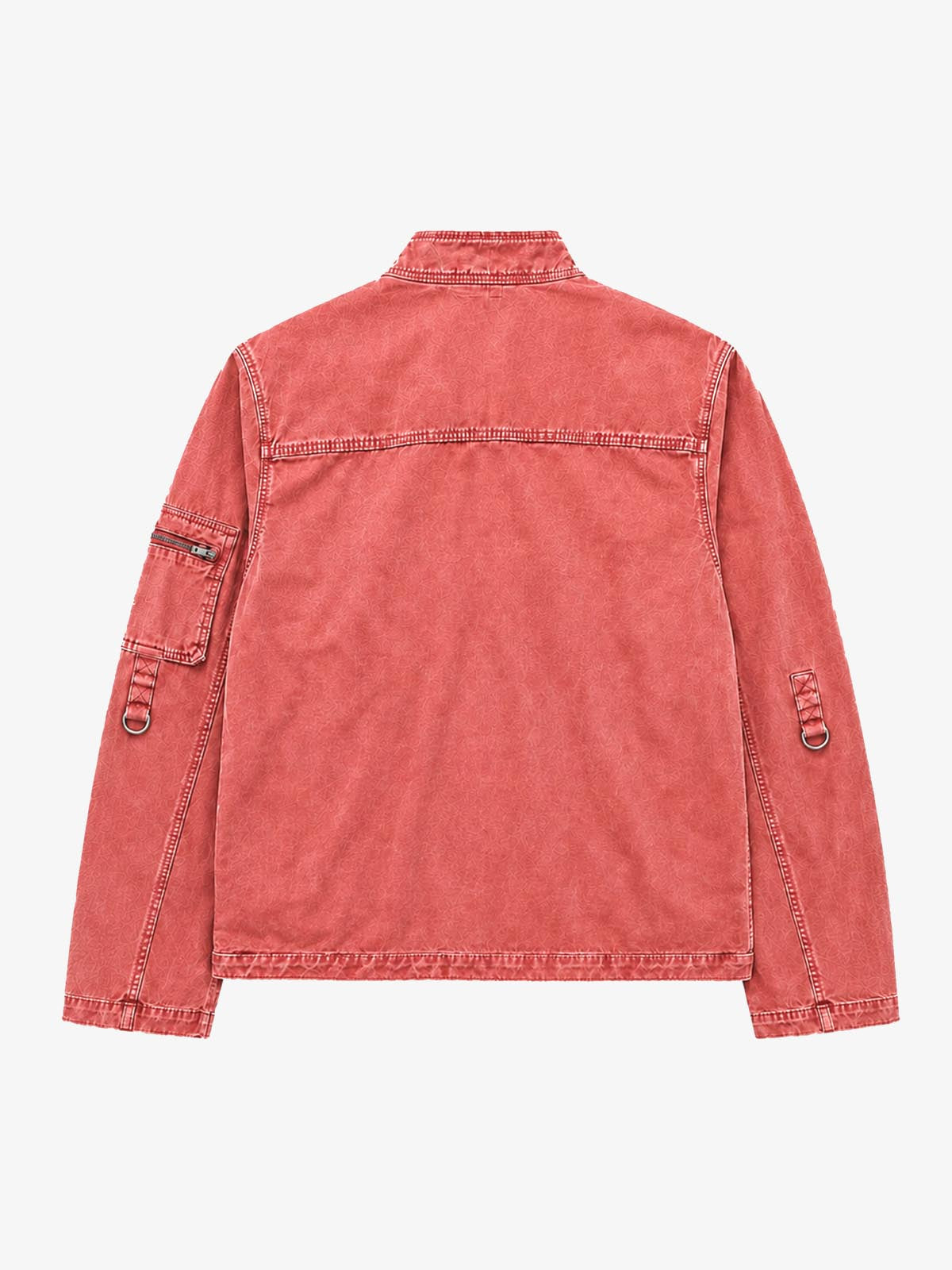 Washed Multi-Pocket Cropped Boxy Biker Jacket