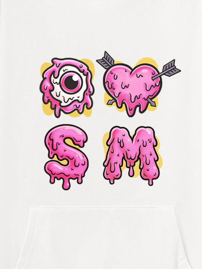 Dripping Heart & Eye Graphic Hoodie for Trendy Looks 