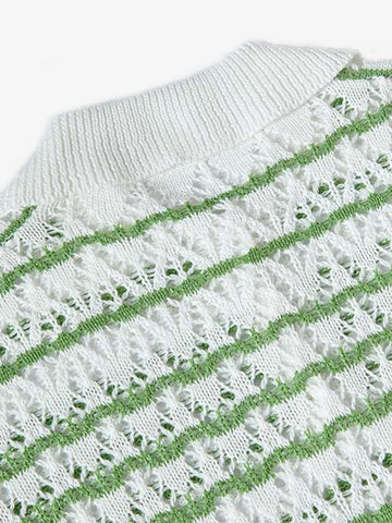 Retro Open-Knit Polo Shirt 